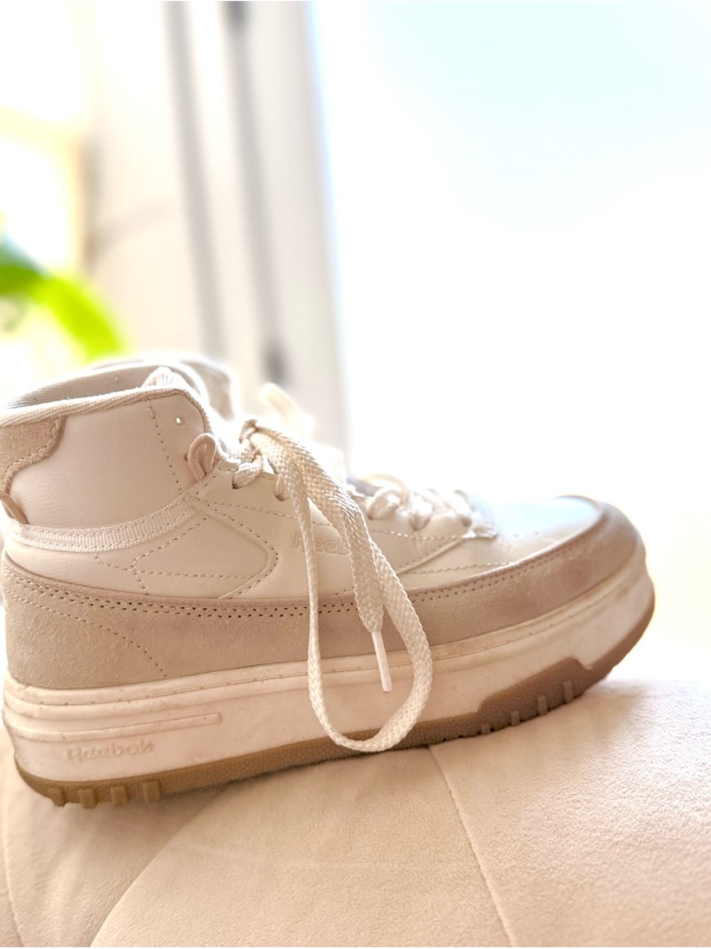 Reebok Women’s Mid-Top Casual Sneakers in Beige Off-White- Galaxy 11